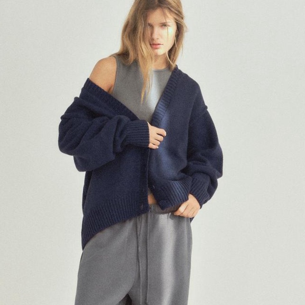 Zara Pleated Sleeve Knit Cardigan - Picture 6 of 15